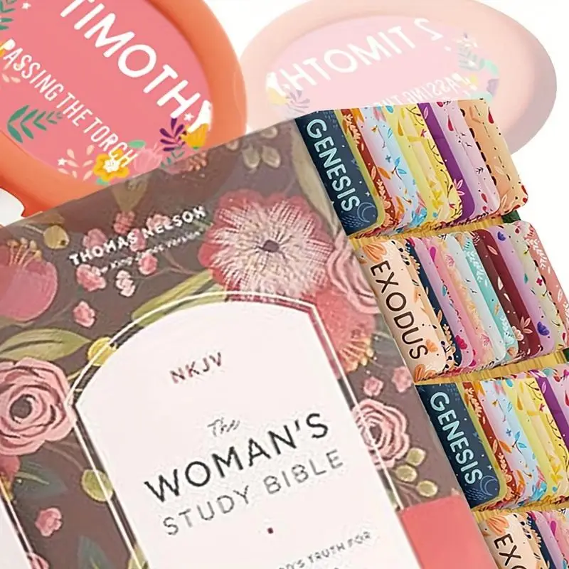 Bible Tabs with Book Summaries, 5 Sheets Large Print Laminated Bible Tabs, Bible Tabs for Women Study Bible