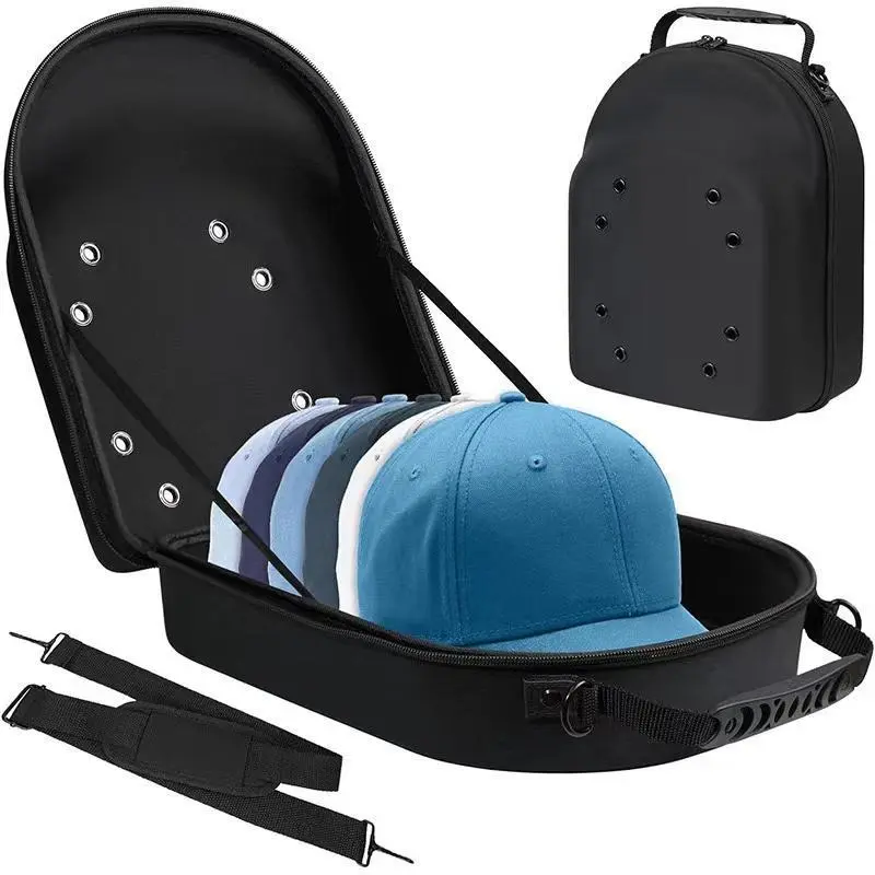 Breathable Black Hard-Shell Baseball Cap Storage Bag - Organizing Caps Hat Organizer, Portable Deformation-Preventing Cover for Outdoor Sports, Travel