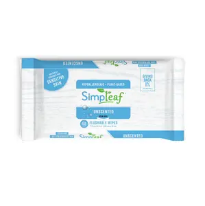 Simpleaf Flushable Wipes 50 Count - Septic and Sewer Safe Cleans Better Than Toilet Paper
