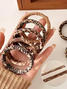 Leopard Pattern Hair Tie Set, High Stretch Hair Tie, Fashion Hair Accessories for Women & Girls, Minimalist Headwear Elastics Suitable for Thick Hair, Fashionable Hair Accessories