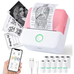 Print Pods Mini Printer, Thermal Inkless Sticker Maker with 10 Rolls Printing Paper, Pocket Printpod for phone, Impresora Portatil for Notes, Flashcards, Journal, DIY, Compatible with iOS & Android