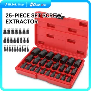 25-Piece Broken Bolt Extractor Set - Gifts for Fathers, Multi-Spline Hex Head Bolt Remover | Chrome Molybdenum Alloy Steel for Broken, Stripped & Rusted Screws | Industrial-Grade EZ Out Tool Kit | Mechanic & DIY Hardware Essentials, Back to School