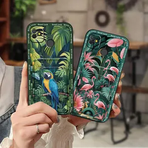 Silicone Dirt-resistant Phone Case For Tecno POP5 TPU Cartoon Waterproof Graffiti Card sleeve Back Cover Soft case Cover Durable Anti-knock Card slot Anti-dust Shockproof Cute