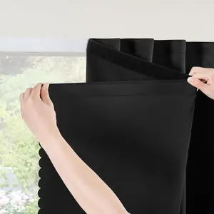 Blackout Self Adhesive Portable Blackout Curtain, Black, W35 x L48, 1 Panel | Thermal Insulated No Drill Easy to Install in Bedroom Window