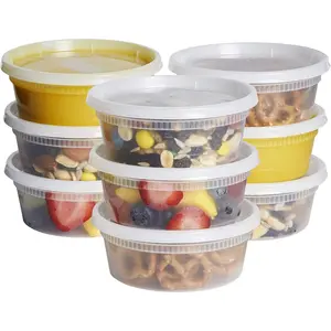 48 sets - 8-ounce plastic disposable food storage containers with sealing lids - plastic containers