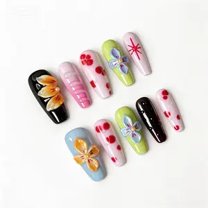 Press On Nails Spring Aesthetic Press On Nails Y2K Cute Removable Nail Patches