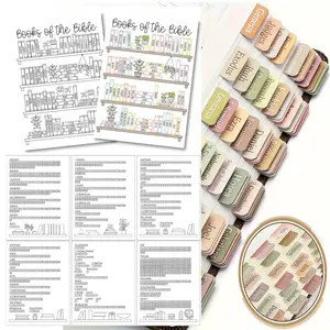 Bible Reading Tracker with Bible Tabs, 12pcs/set Books Of The Bible Sticker, Bible Book Shelf Sticker for Women Men, Old and New Testament Reading Page Labels Markers