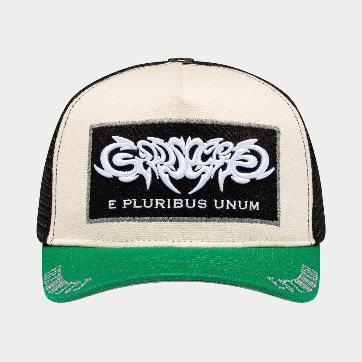 GODSPEED GS E PLURIBUS TRUCKER HAT WHITE/GREEN