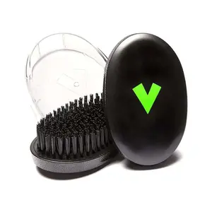 Veeta Superior Wave Brush for Men 360 - Palm With Protective Cover, 100% Synthetic Flex Bristles, Curved Design to Deepen & Define Wave Pattern