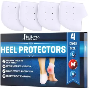 Ballotte Premium Silicone Heel Protectors for Shoes, Gel Heel Cups & Cushion Inserts for Women & Men, Cushioned Sole Cups for Plantar Fasciitis for Cracked Footbed Relief & Blister Prevention