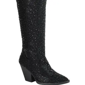 RIVER-11 MID CALF BOOTS DENIM MATERIAL SIDE ZIPPER