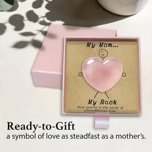 Rose Quartz Heart Crystal Gift for Mom – Healing Crystal Keepsake for Mother’s Day, Birthday Gift from Daughter or Son, Pocket Crystal Love Stone, Sentimental Mom Gift Idea