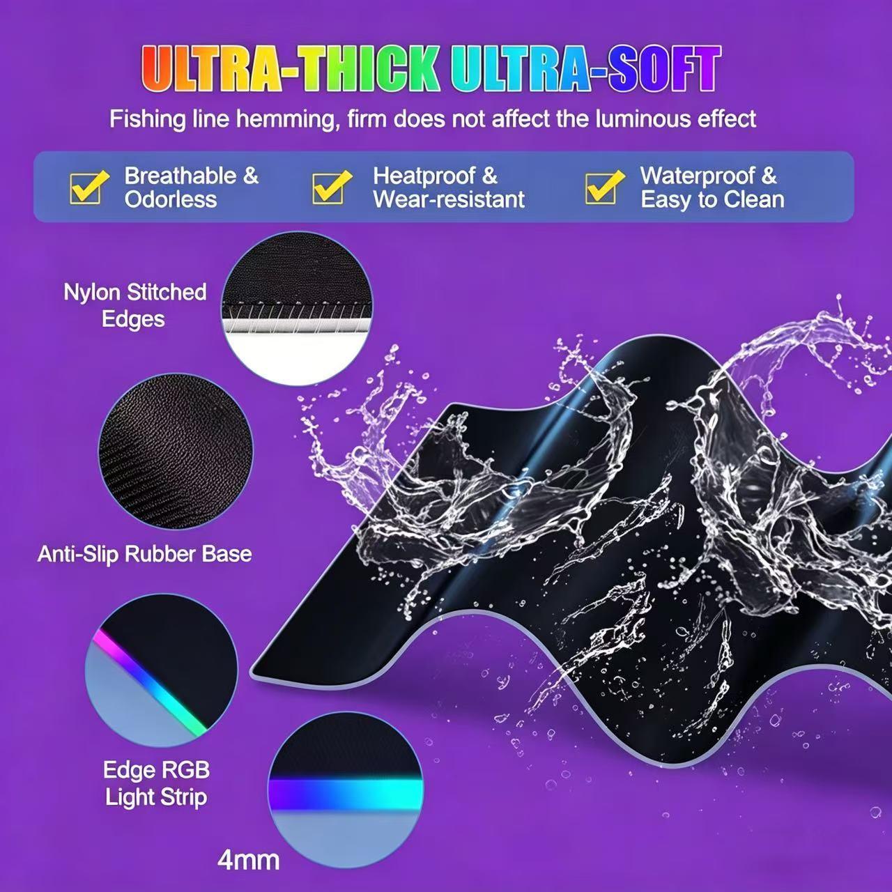 Large LED Desk Mat, RGB Gaming Mouse Pad with Wireless Charging & Phone Stand, Multiple RGB Lighting Modes, Fast Charging for iPhone & AirPods, Non-Slip Base, Smooth Waterproof Surface, Desk Decor for Gamers, Home & Office Essentials