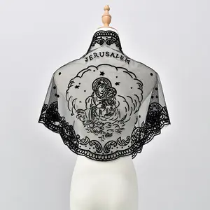 Elegant Madonna Triangle Lace Shawl Woman Lace Scarf Islamic Shawls In Church Prayer Shawl Spanish Mantilla Lace Scarf
