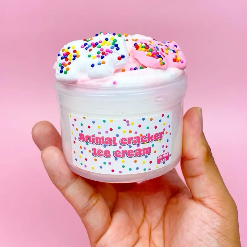 Animal cracker ice cream slime | 7oz slime | cloud cream slime | soft fluffy slime | diy clay slime