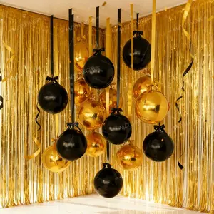 14pcs Gold 4D Aluminum Foil Balloon Set, Includes and Gold Ribbons, Perfect for Birthday, New Year, Graduation Party Decorations
