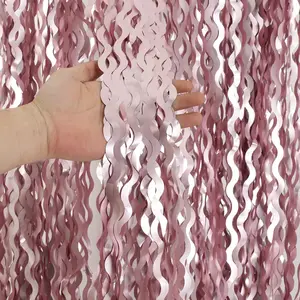 4 Pack 3.3x6.6ft  Tinsel Curtain Party Backdrop - Wavy Foil Fringe Curtain Party Streamers for Girl Princess Bachelorette Disco Party Decorations