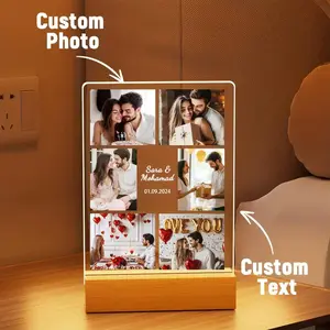 Personalized LED Night Light Photo Plaque, Valentine's Day Custom Plaque Night Light Gift, Anniversary Photo Frame, Custom Led Light Night Lamp, Custom Actylic Photo Plaque, Gift for Boyfriend, Anniversary Gift
