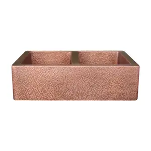 Akicon Double Bowl Custom Farmhouse Apron Copper Kichen Sink