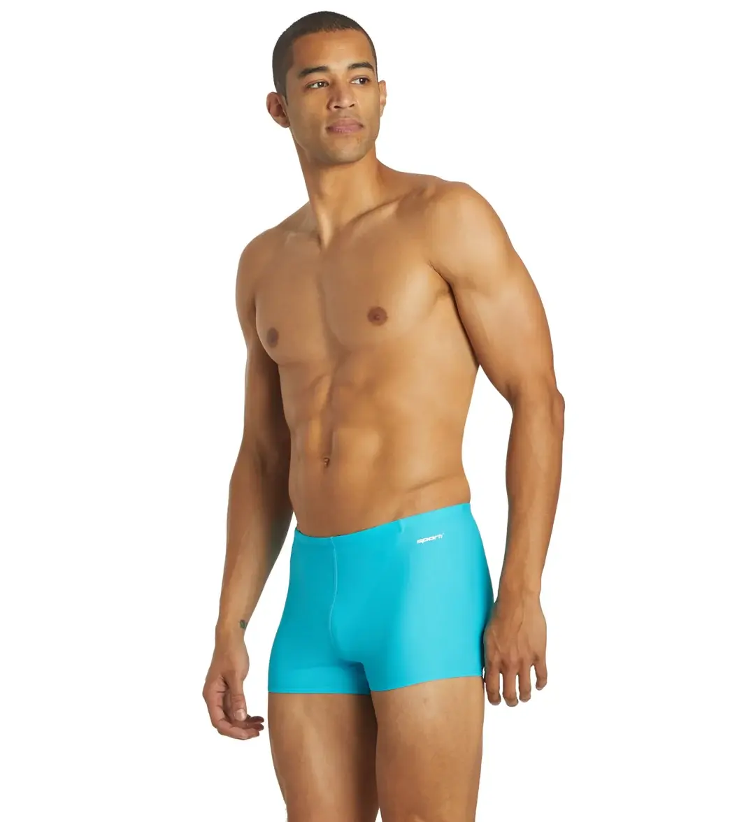 SPORTI Men's Solid Square Leg Swimsuit - Long-Lasting Nylon & 20% Lycra Xtra Life, UPF 50+ with Adjustable Drawstring, Male, Elastic Waistband, Solid Colors, Uv Protective, 5-10 Times Longer, Slim Cut, Durable Protection, Pool Water