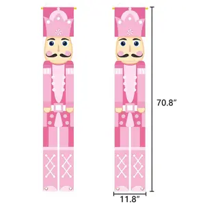 Pink Nutcracker Porch Banner Welcome Hanging Sign Christmas indoor and outdoor decoration Ornaments