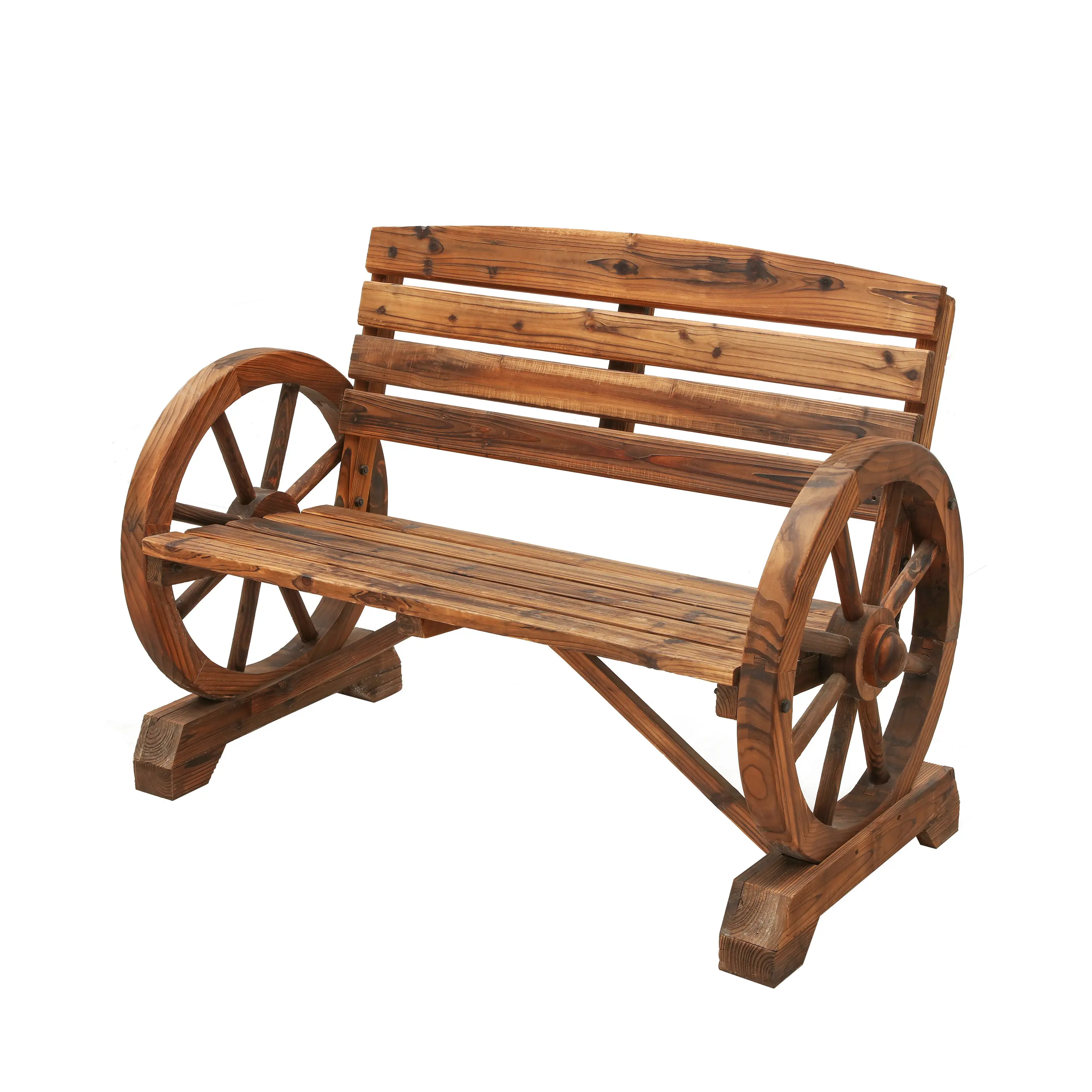 Patio Festival Outdoor Wooden Wagon Wheel Garden Bench patio chair