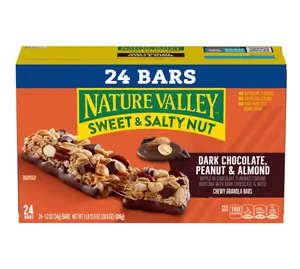 Nature Valley Sweet and Salty Nut Granola Bars, Dark Chocolate Peanut Almond, 24 Bars, 28.8 oz Nature Valley Sweet and Salty Nut Granola Bars, Dark Chocolate Peanut Almond, 24 Bars, 28.8 oz