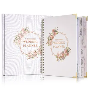 Wedding Planner Album 188 Pages Gold Leaf Hardcover with Metal Corners 6 Inner Pockets Countdown Calendar Organizer Planning Book