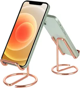 Cell Phone Stand for Desk, Cute Metal Rose Gold Cell Phone Stand Holder Desk Accessories, Compatible with All Mobile Phones, Iphone, Ipad ROPOSY