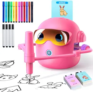 Birthday Gift Kids Drawing Robot Playmate - 100 Cartoon Image Cards, Interactive Art Toy for Toddlers 3-8