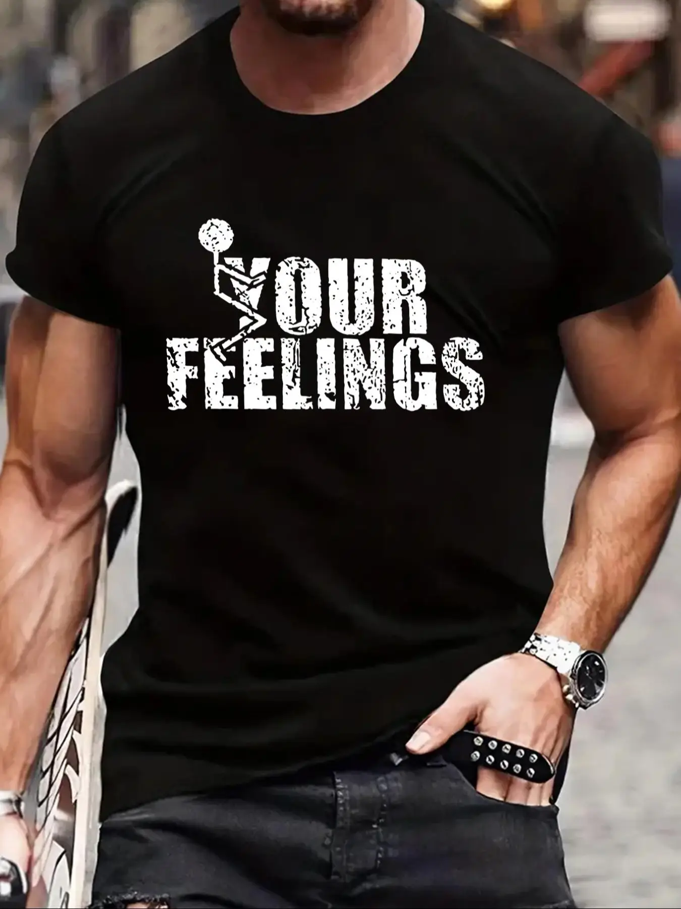 Men's Casual Letter Print Round Neck Tee, Street Comfort Streetwear Regular Fit Shortsleeve Crewneck T-Shirt, Graphic Tees, Summer Outfits, Men's Top