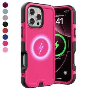 MagSafe Magnetic Case for iPhone 16 15 14 Pro Max, Dual Layer Heavy Duty Shockproof Protective Phone Cover, Military Grade Anti-Drop Rugged Shell Support Wireless Charging Case