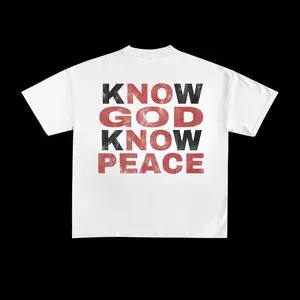 Know God, Know Peace, No God, No Peace Graphic T-Shirt – Faith-Based Inspirational Quote Tee, Religious Casual Wear graphic  tees  women Crewneck Cotton