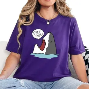 Funny Shark Free Hugs Unisex Tee - Humorous Shark Shirt For Shark Lovers - Perfect Gift Idea!