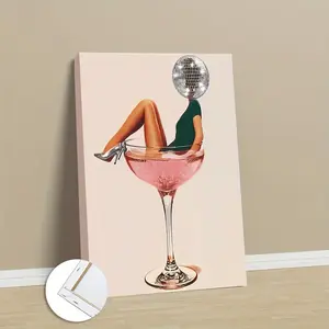 1 Piece, with Frame, Vintage Wine Glass Wall Decoration, Bar Cart Poster, Bedroom Canvas Decoration, 30*40cm (12*16 Inches), Can Be Hung Directly