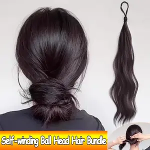 [50cm Heat-Resistant Bun Enhancer] High-Quality Synthetic Hair Bun Wrap, 50cm Heat-Resistant Fiber Self-Winding Bun Enhancer, Unisex Basics for Increased Volume, High Bun & Low Ponytail Styles, Essential Hair Accessory - Single Pack