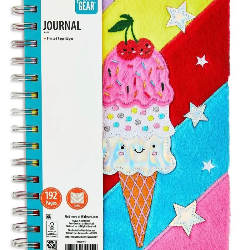 Pen-Gear Colorful Ice Cream Journal with Spiral Binding 192 Pages Printed Page Edges Perfect for Notes and Sketches