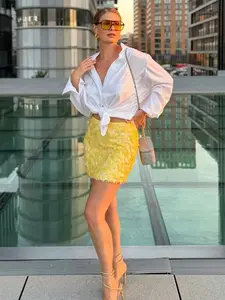 Women's Fashion Sequin Mini Skirt with Side Zipper, High Waist A-Line Dress for Summer Club Parties, Sexy Elegant Party Wear