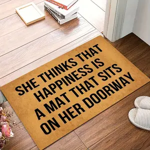 Funny Doormat She Thinks That Happiness Is A Mat That Sits on Her Doorway Non-Slip Outdoor/Indoor Rubber Door Mats for Front Door/Garden/Kitchen/Bedroom