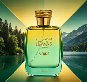 Hawas For Him Verde EDP 3.38 fl.oz 100ml, Men's Fresh Green Aromatic Perfume, Crisp Natural Masculine Scent, Long-Lasting Fragrance Spray, Great for Work, Outdoor Activities & Daily Casual Wear