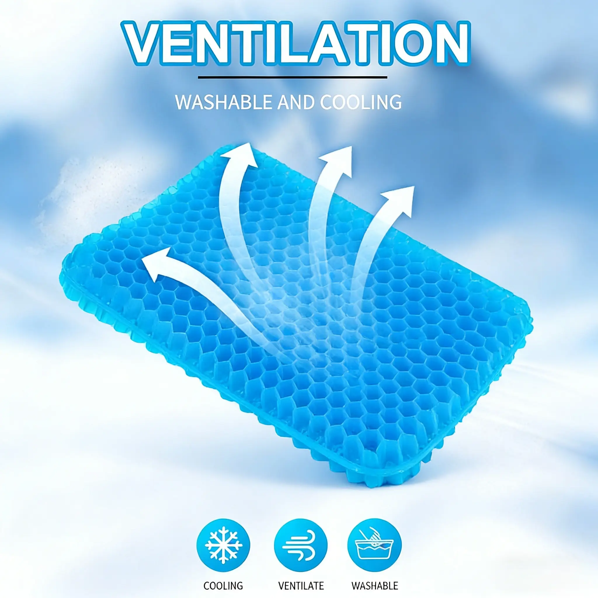 Honeycomb breathable cooling gel seat cushion, Washable, Ventilation, suitable for prolonged sitting, breathable design relieves sciatica, tailbone, and back pressure, Pressure Relief, suitable for office chairs, wheelchairs, cars, Versatile Use