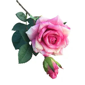 Two Head Eiffel Curved Edge Artificial Rose for Soft Home Decor