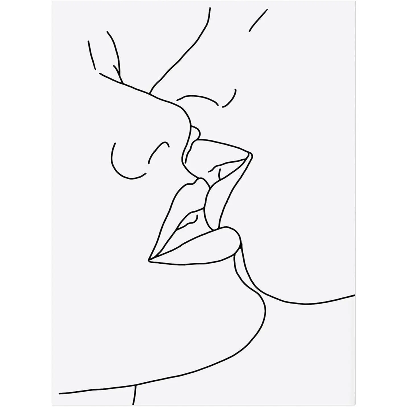 Black and White Minimalist Artistic Retro Lesbian Kissing Poster, LGBTQ Pride Frameless Bedroom Decor Inspo, Celebrates Empowerment Unframed Home Wall Print (12x18in/30x45cm)