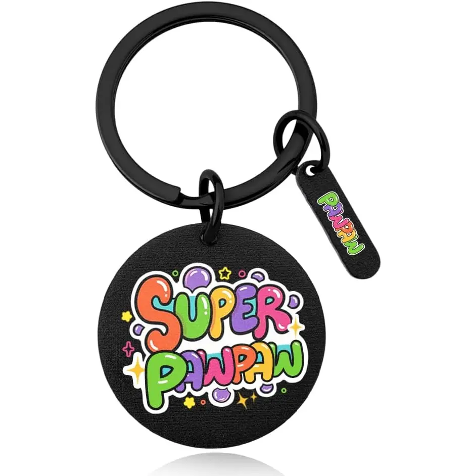 Super Pawpaw Keychain Father Day Gifts for Papa Grandpa Men Cute Pawpaw Key Organizer for Birthday Appreciation Gifts from Granddaughters Grandsons, Grandfather Car Office Door Keyring