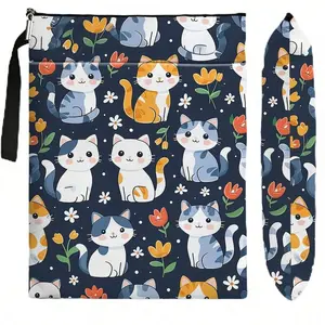 Cat Book Cover, Paperback Book Cover with Zipper, Cat Lover Gift Bag, Teacher Daughter Graduation Day Gift, Cat Large Size, Book Accessories, Cute Desk Accessories