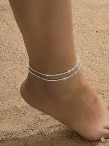 2 Piece Shiny Finish Alloy Material Fashion Simple Style Beach Anklets, Fashion Accessories, Fashionable Accessories, Perfect Gift for Mom Girlfriend Halloween Christmas Fall Winter Season