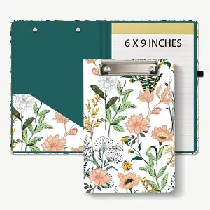 Mini Clipboard Folio with Refillable Lined Notepad and Interior Storage Pocket for Students, Classroom, Office, Women, Man, Cute Custom Pattern, Standard A5 Size 6 x 9 in, Evergreen