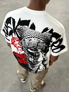 Men's Punk Statue T-Shirt, Loose Fit, Casual, Hip-Hop Style, Unisex Pop Art Print, Short Sleeve, Streetwear Fashion, Long Clothing