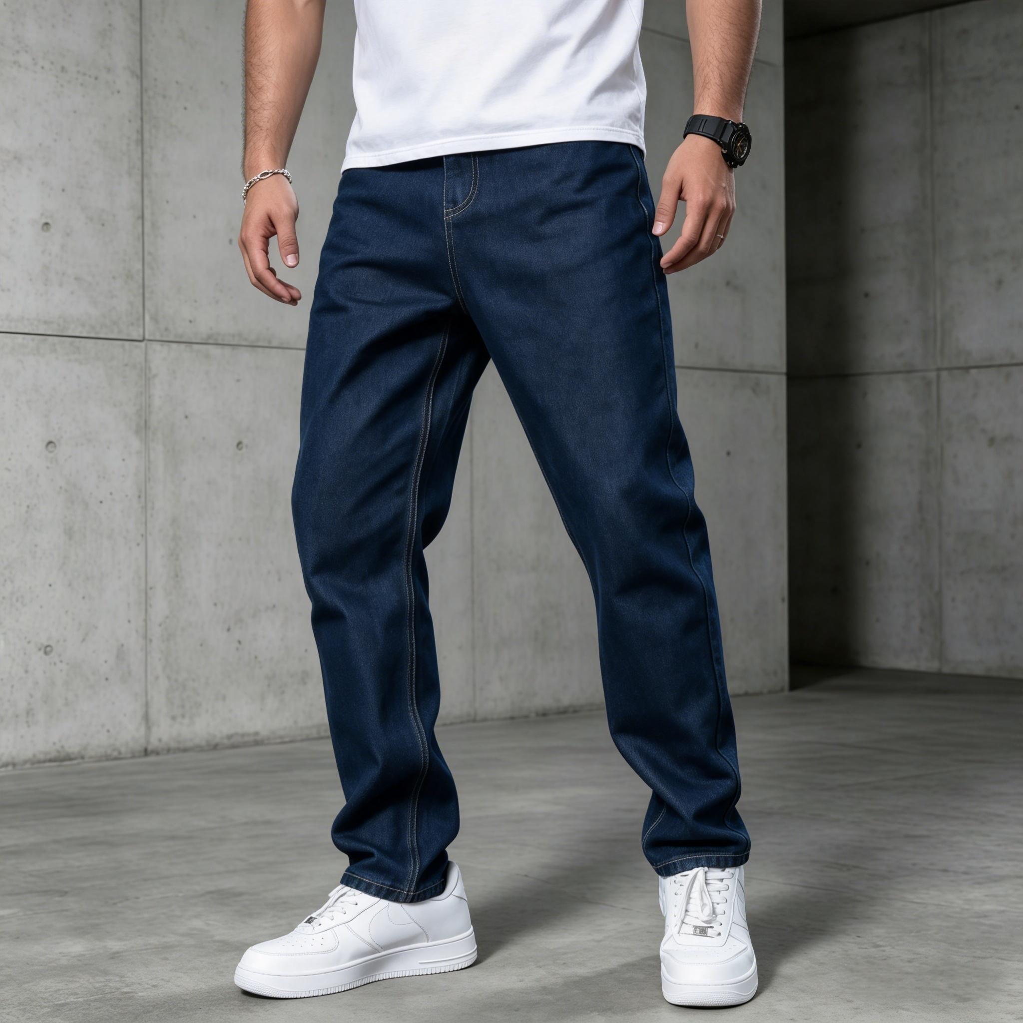 Baggy jeans men,jeans pants for men,Jeans Men's straight leg jeans, comfortable mid waist casual jeans, business comfortable fashionable versatile jeans Breathable Soft