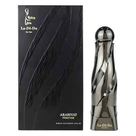 Arabiyat Prestige La-Di-Da Men's Eau De Parfum (3.4 fl oz, 3 to 3.9 fl oz range) - Luxurious Arab Vanilla Men's Cologne with Bergamot, Tonka, Aromatic Musk, Geranium, Ambergris, Versatile Casual-Formal Fragrances, Ideal for Adult Gifting